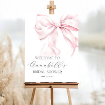Pink Bow Welcome Bridal Shower Welcome Sign Pink