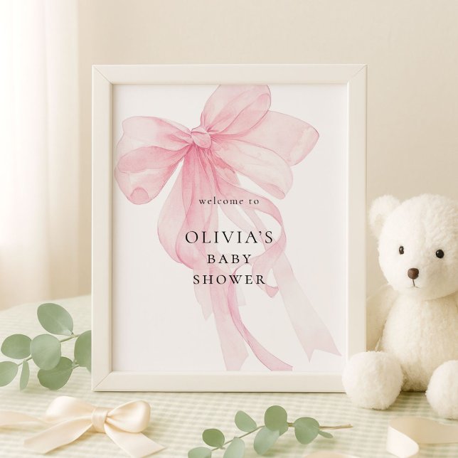 Pink Bow Welcome to Baby Shower Poster (Creator Uploaded)