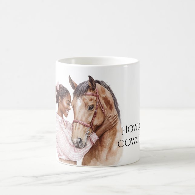 Pink Bow Western Farm Cowgirl Horse Coffee Mug (Center)