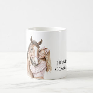 Pink Bow Western Farm Cowgirl Horse Coffee Mug