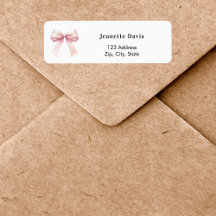 Pink bow white return address 
