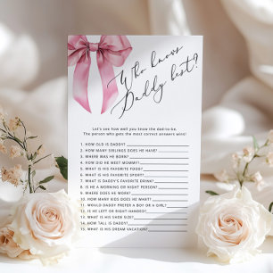 Pink Bow Who knows daddy best baby shower game