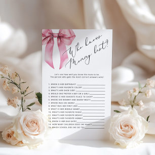 Pink Bow Who knows mummy best baby shower game