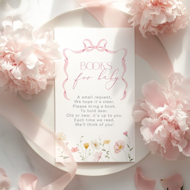 Pink Bow Wildflower Books for Baby ticket Enclosure Card (Creator Uploaded)