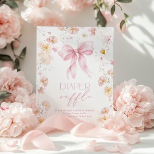 Pink Bow Wildflower Diaper Raffle Poster