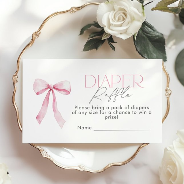 Pink Bow Wildflower Diaper raffle ticket Enclosure Card (Creator Uploaded)