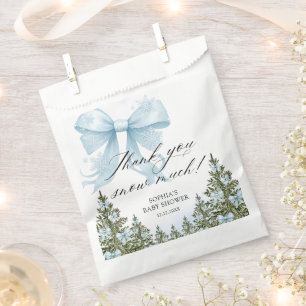 Pink Bow Winter Baby Shower Thank You Favour Bags