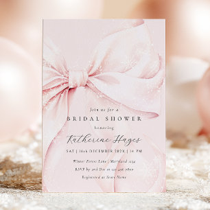 Pink Bow Winter Bridal Shower Invitation