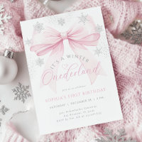 Pink Bow Winter First Birthday