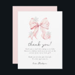 Pink Bow Winter Snowflake Baby Shower Card<br><div class="desc">Pink Bow Winter Snowflake Baby Shower Thank You Note Card</div>
