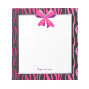 Pink Bow with Black Zebra Stripes Notepad