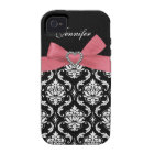 Pink Bow with Damask iPhone Case