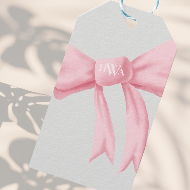 Pink Bow with Monogram Gift Tags (Creator Uploaded)