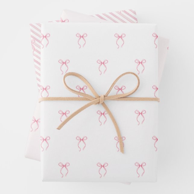 Pink Bow Wrapping Paper Sheet (In situ)