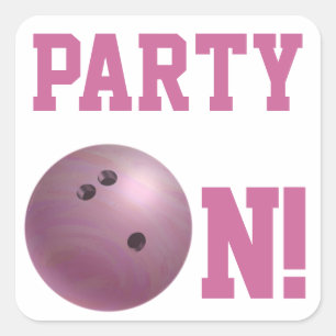 Pink Bowling Ball Party On Sticker