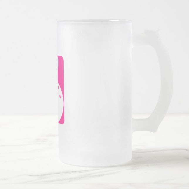 Pink Bowling Frosted Glass Beer Mug (Right)