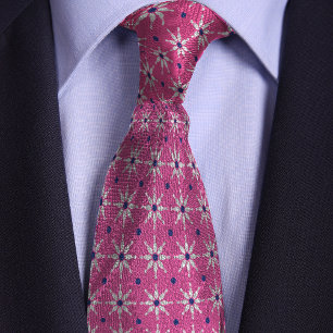 Pink Bowling Pin Flower Pattern Tie