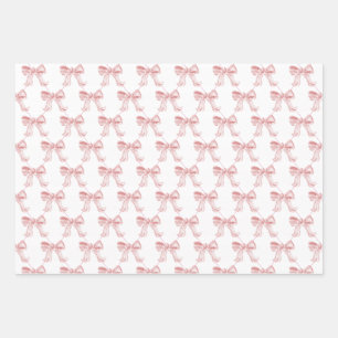 Pink Bows 19" x 29" Wrapping Paper 3 Sheets, Matte