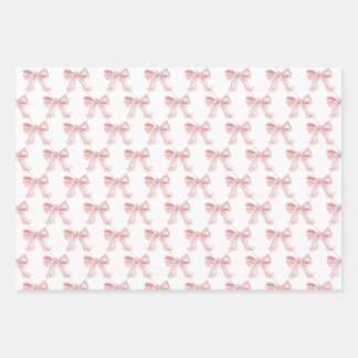 Pink Bows 19" x 29" Wrapping Paper 3 Sheets, Matte