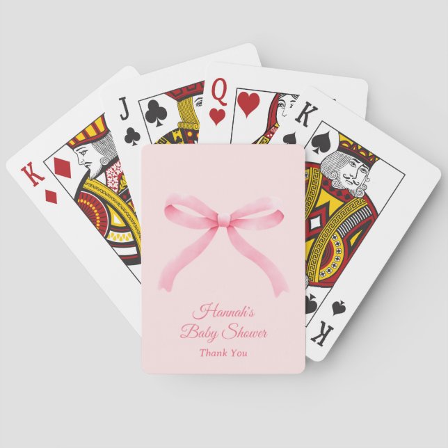 Pink Bows Aesthetic Baby Shower Favour Playing Cards (Back)