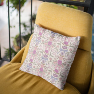 Pink Bows and Blossoms Boho Cushion