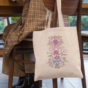 Pink Bows and Blossoms Floral Tote Bag