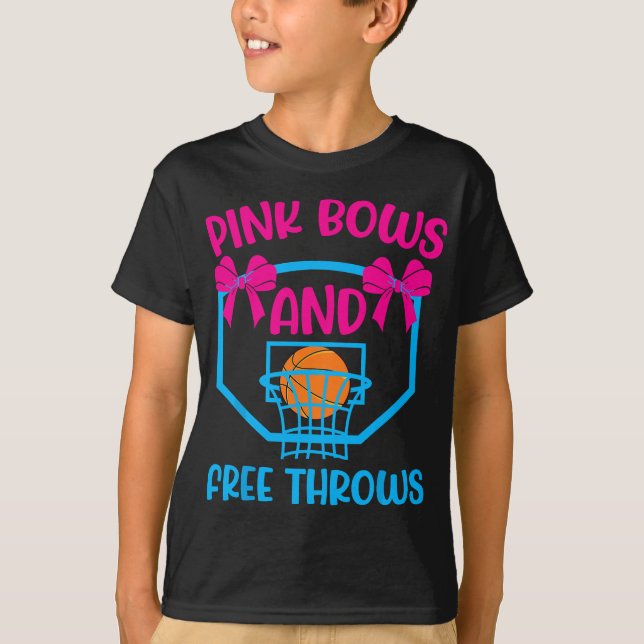 Pink Bows and Free Throws gender reveal  T-Shirt (Front)