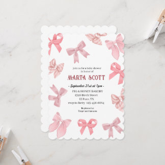 Pink Bows Baby Shower Invitation