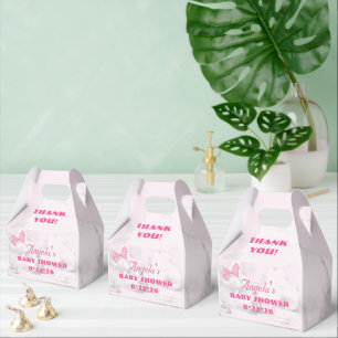 Pink Bows Baby Shower Personalized Favour Box