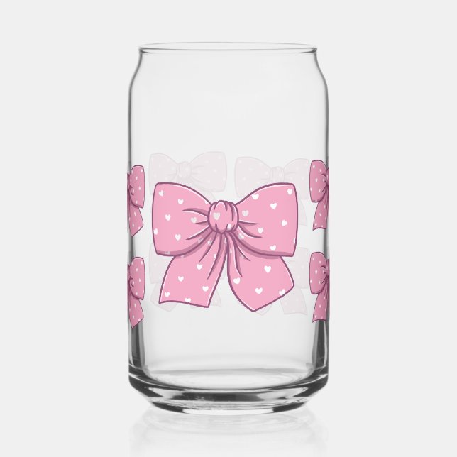 pink bows can glass (Left)