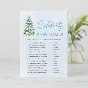 Pink Bows Christmas Tree Celebrity Baby Name Game Invitation