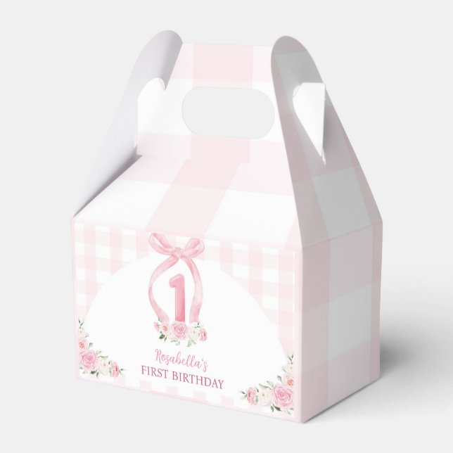 Pink Bows Coquette Birthday Favour Box (Front Side)