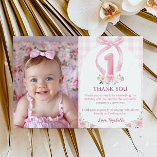 Pink Bows Coquette Birthday Thank You Card