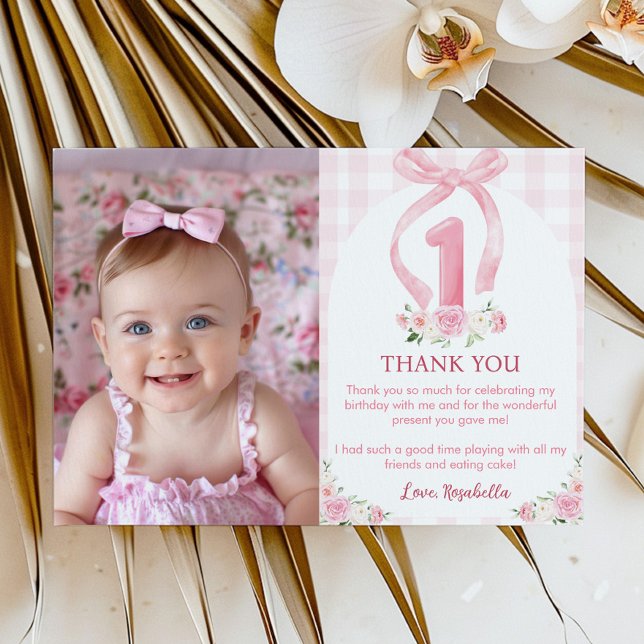 Pink Bows Coquette Birthday Thank You Card (Creator Uploaded)