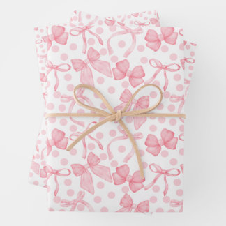 Pink Bows & Dots  Wrapping Paper Sheet