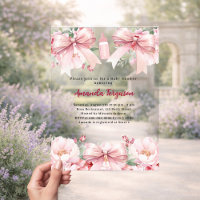 Pink bows florals girl bottle clear Baby Shower