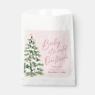 Pink Bows Girl Baby It's Cold Outside Baby Shower Favour Bags
