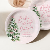 Pink Bows Girl Baby It's Cold Outside Baby Shower