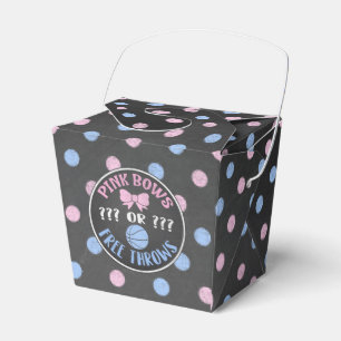 Pink Bows or Free Throws gender reveal favour box