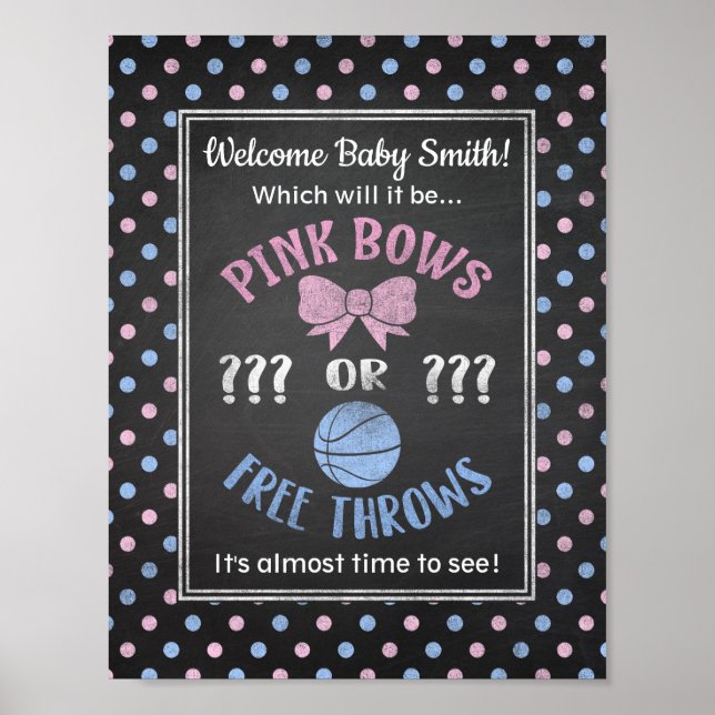 Pink Bows or Free Throws gender reveal poster (Front)