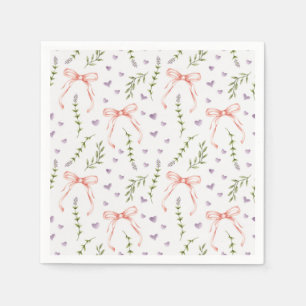 Pink Bows Paper Napkins, Cute Baby Shower Party Napkin