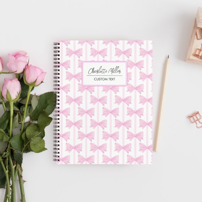 Pink Bows Preppy Coquette Spiral  Notebook (Creator Uploaded)