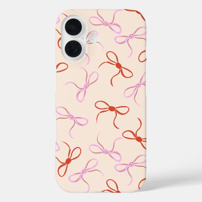 Pink Bows - Preppy Red and Pink Coquette Aesthetic Case-Mate iPhone Case (Back)