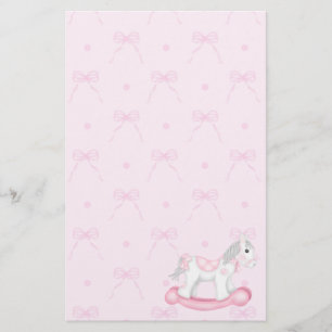 Pink Bows & Rocking Horse Stationery