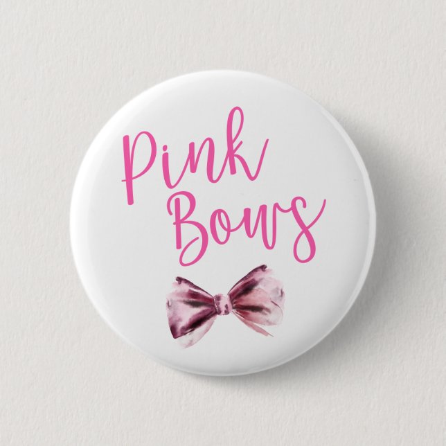 Pink Bows Team Girl Gender Reveal Party  6 Cm Round Badge (Front)