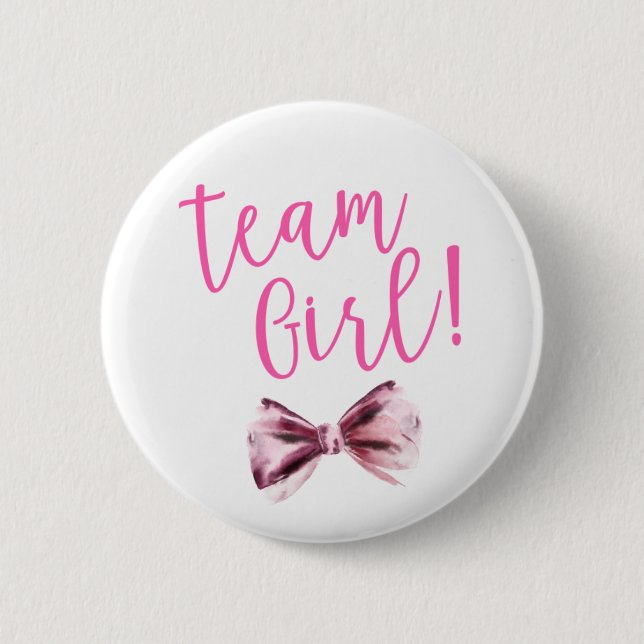 Pink Bows Team Girl Gender Reveal Party  6 Cm Round Badge (Front)