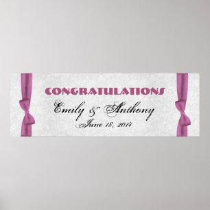 Pink Bows Wedding or Engagement Banner Poster