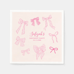 Pink Bows Whimsical Birthday Party Napkin