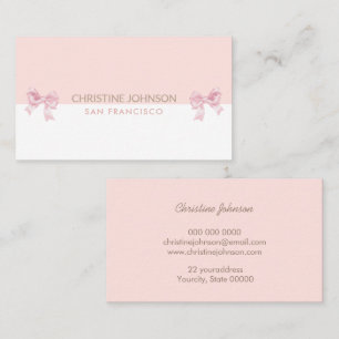 pink bows white and pink business card