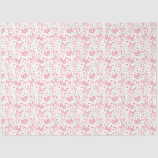 Pink Bows with Pink & Green Dots Tissue Paper (Front)